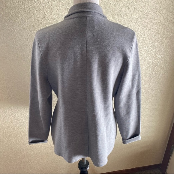 1901 Merino Wool Blazer Gray Tight Knit Collared Long Line: Medium - Picture 5 of 10